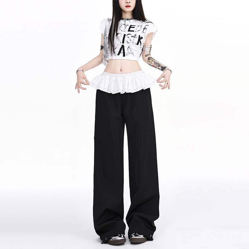 Design Ruffled Patchwork Casual Pants