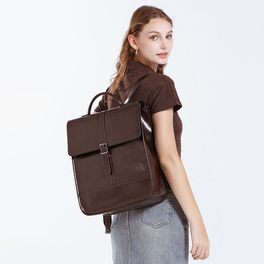British Style Waterproof Leather Travel Backpack