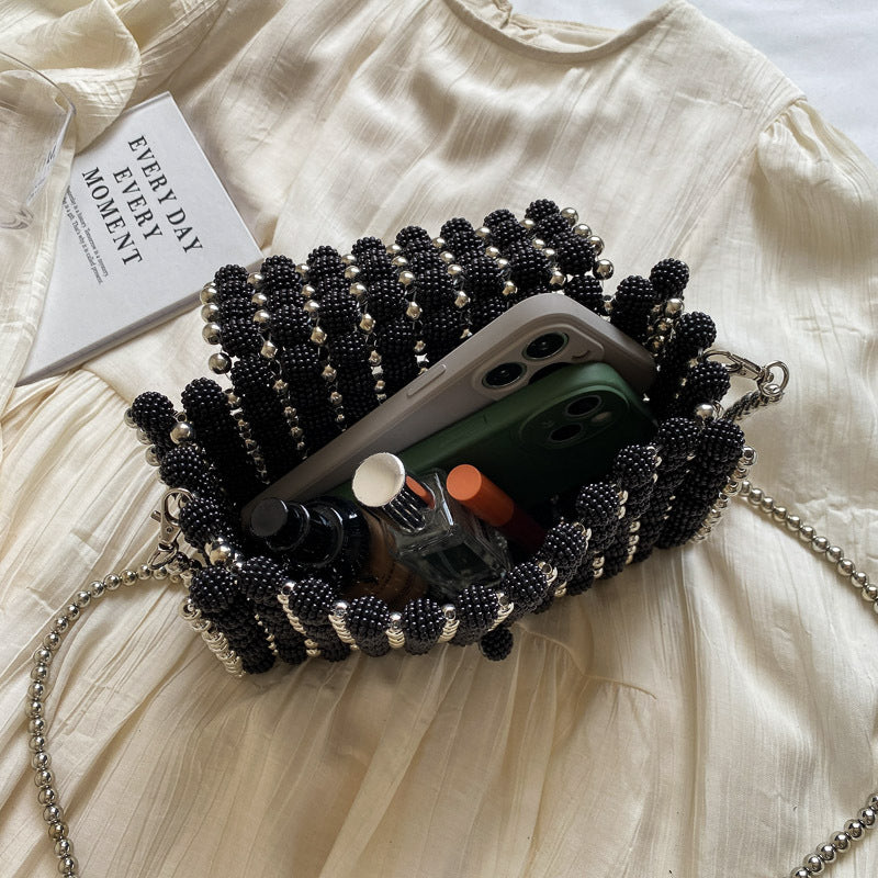 Dinner Dress Portable Beaded Weave Pearl Bag