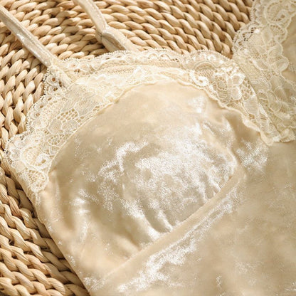 Gold Velvet Small Sling Vest Lace With Chest Pad Slimming Temperament Female