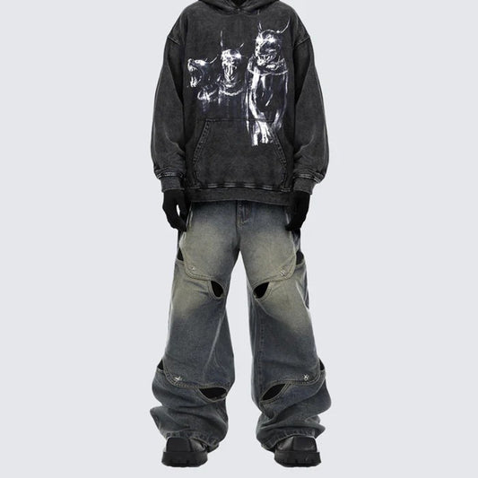 Spring And Summer Casual Wide Leg Hollow Baggy Pants