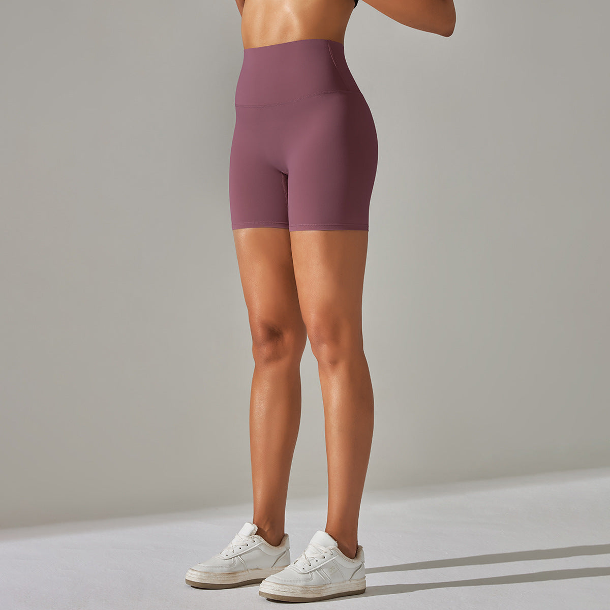 Women's Solid Color Double-sided Brocade Brushed Fitness High Waist Shorts