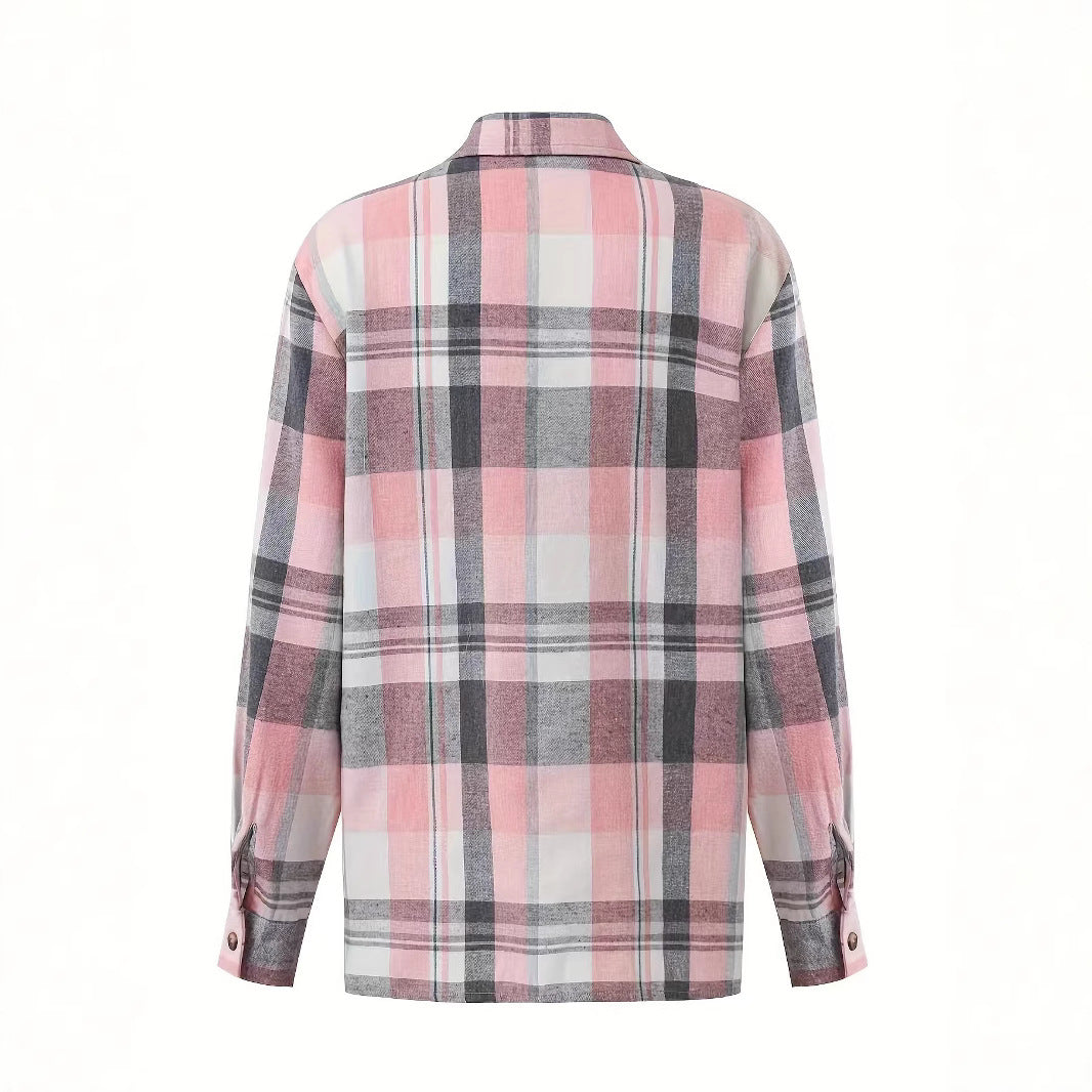 Women's Casual Fashion Loose Cool Plaid Shirt