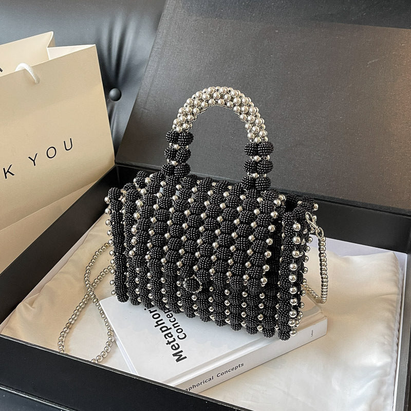 Dinner Dress Portable Beaded Weave Pearl Bag