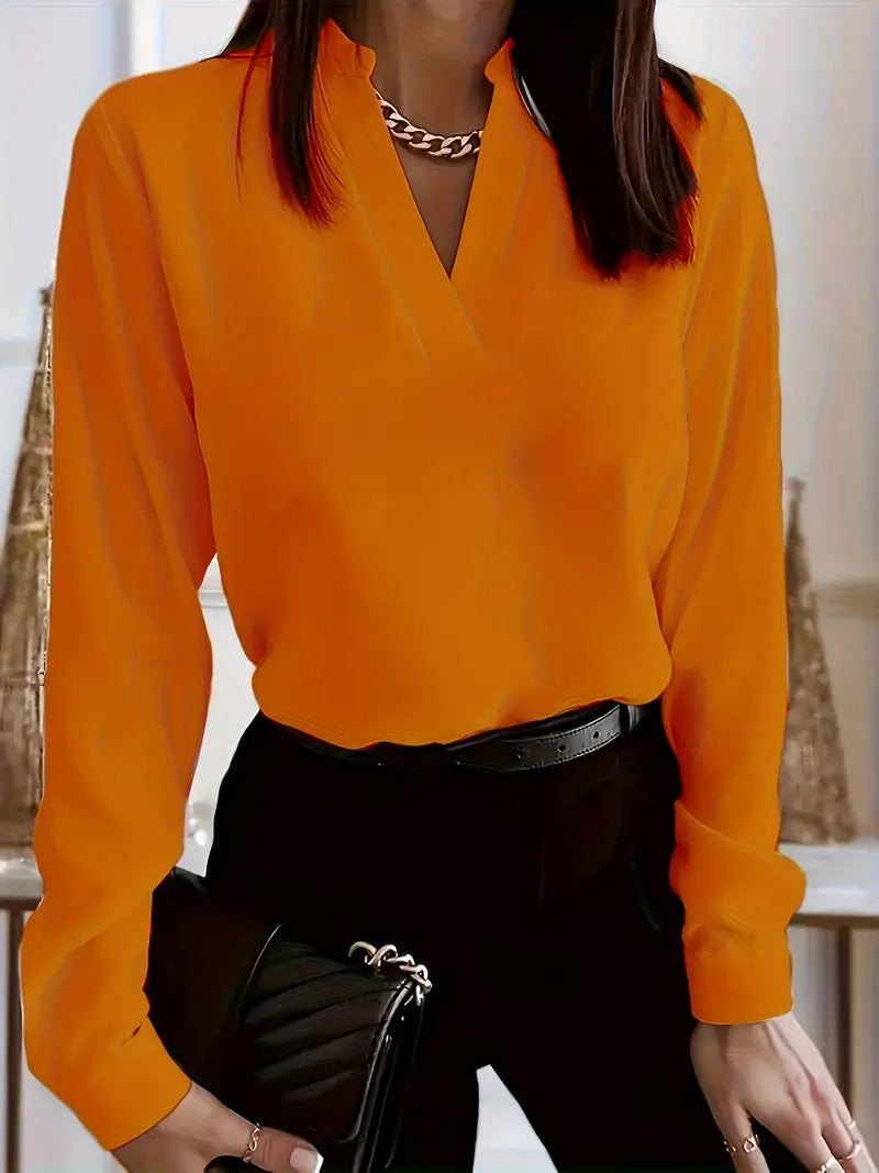 Women's V-neck Long Sleeve Loose Printed Shirt Top