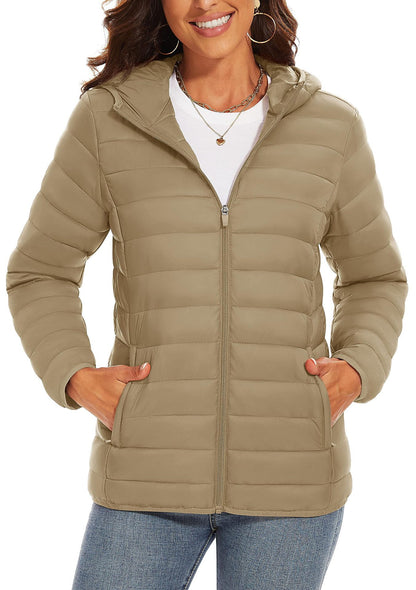 Hooded Down Jacket Zipper Winter Warm Coat Jacket