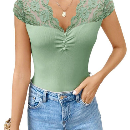 Temperament Wild Lace Lace-collared Blouse Women
