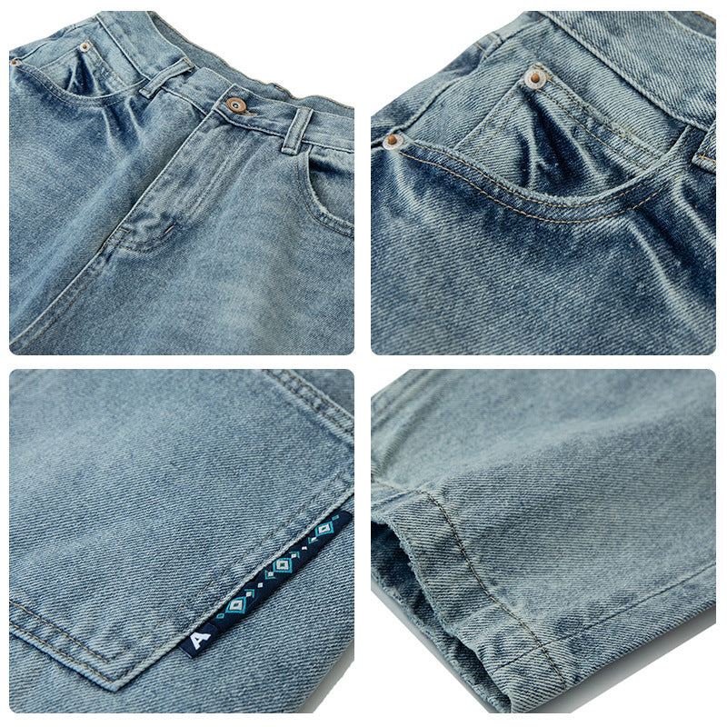 Fashion Retro Distressed Washed Jeans Men