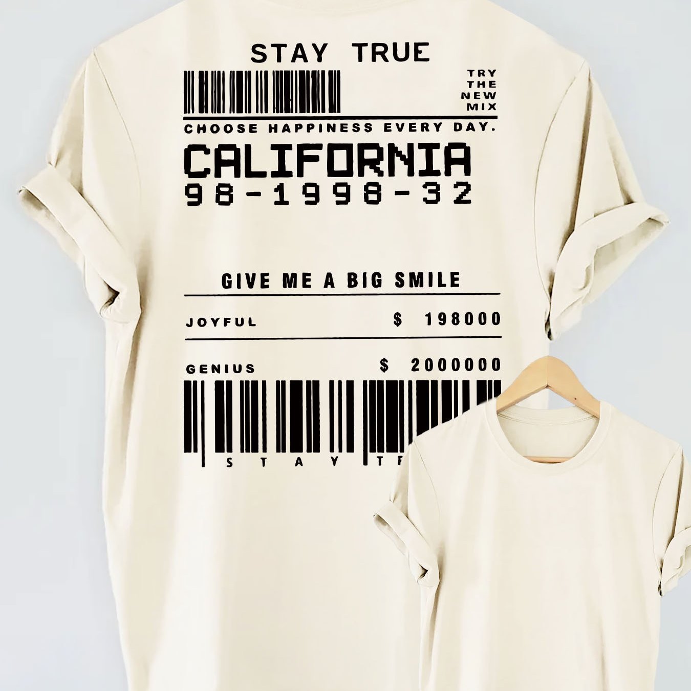 STAY TRUE Letter Print Short-sleeve Crew Neck