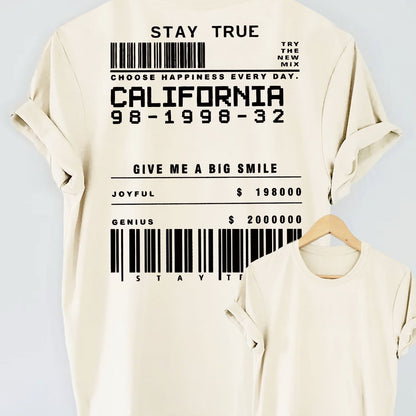 STAY TRUE Letter Print Short-sleeve Crew Neck
