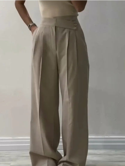 Women's Irregular Waist Wide Leg Pants Suit Pants