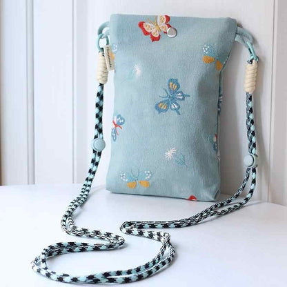 Butterfly Embroidered Crossbody Bag Storage And Carrying Coin Purse
