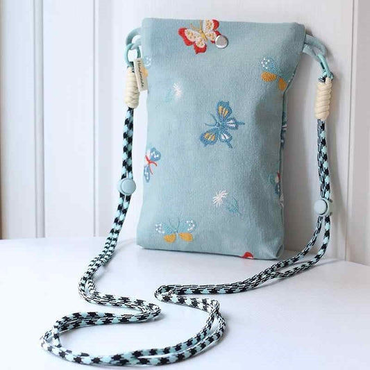 Butterfly Embroidered Crossbody Bag Storage And Carrying Coin Purse