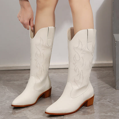Retro V Cut Below The Knee Knight Boots Mid-calf