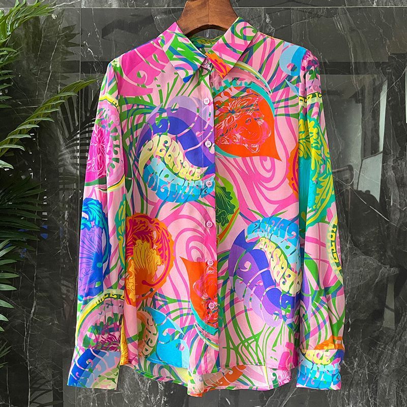 European Goods Color Silk Top