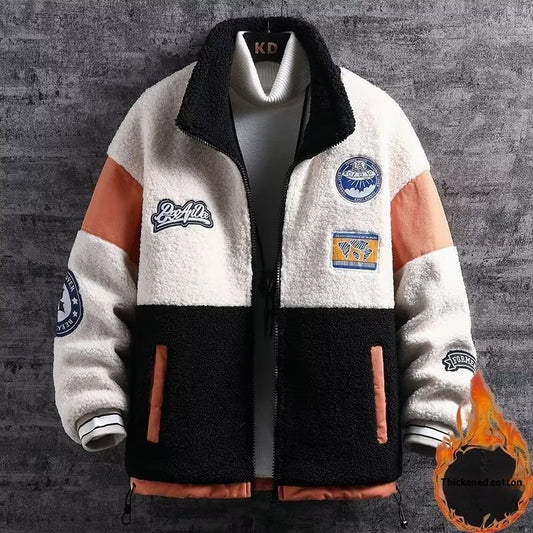 Fleece Lined Padded Warm Keeping Color Matching Top