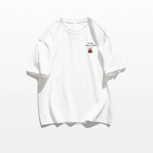 Loose Cotton Off-shoulder Short Sleeve White T-shirt