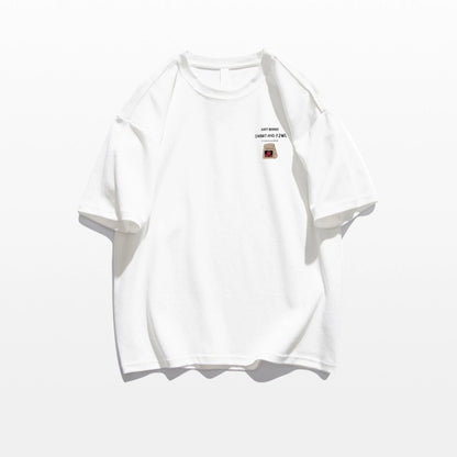 Loose Cotton Off-shoulder Short Sleeve White T-shirt