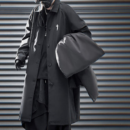 Detachable Shawl Trench Coat Two-piece Men's Loose Casual Mid-length Coat