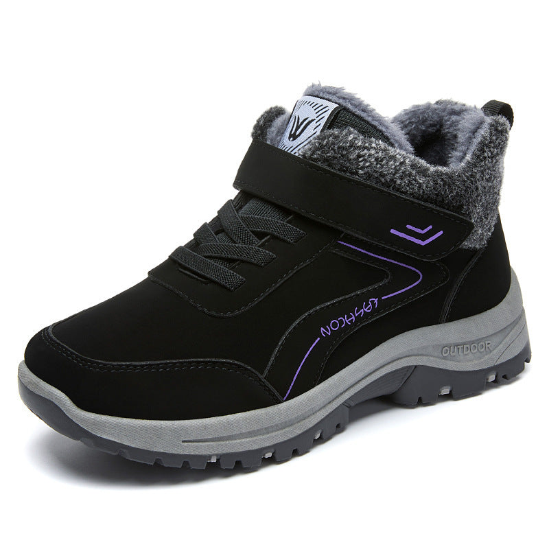 Winter New Fleece-lined Thickened Women's Short Leather Boots