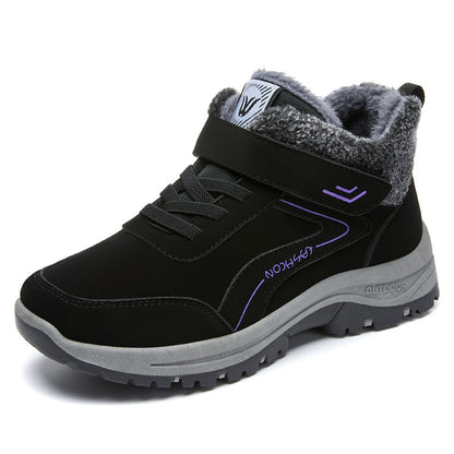Winter New Fleece-lined Thickened Women's Short Leather Boots