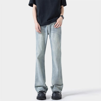 Black Casual Trousers Straight Micro-pull