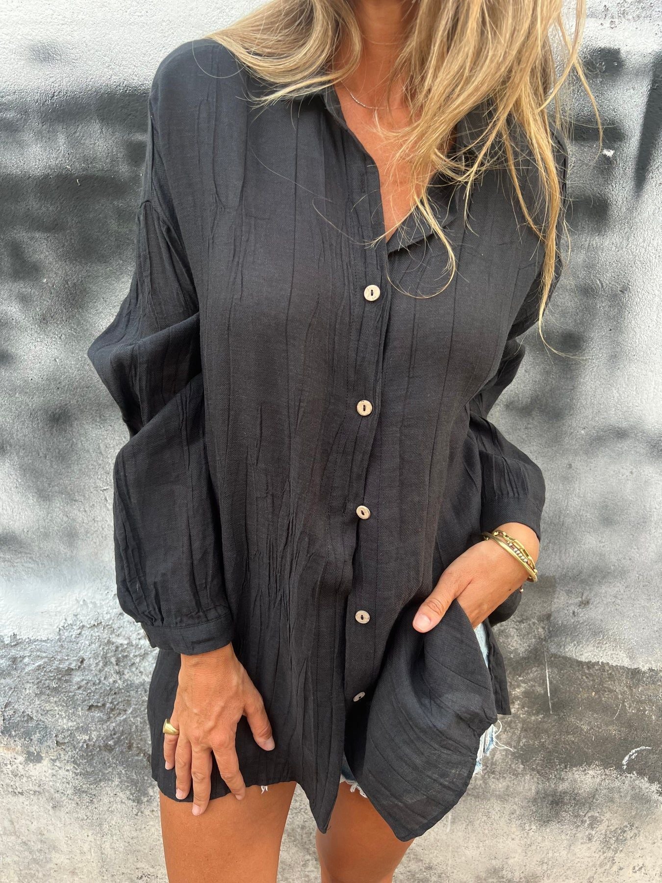 Women's Single Row Multi-buckle Shirt Top