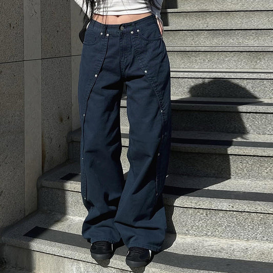Women's Irregular Loose Straight Jeans