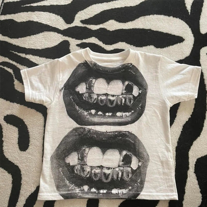 European And American Retro Printed Foreign Trade T-shirt Cute Solid Color