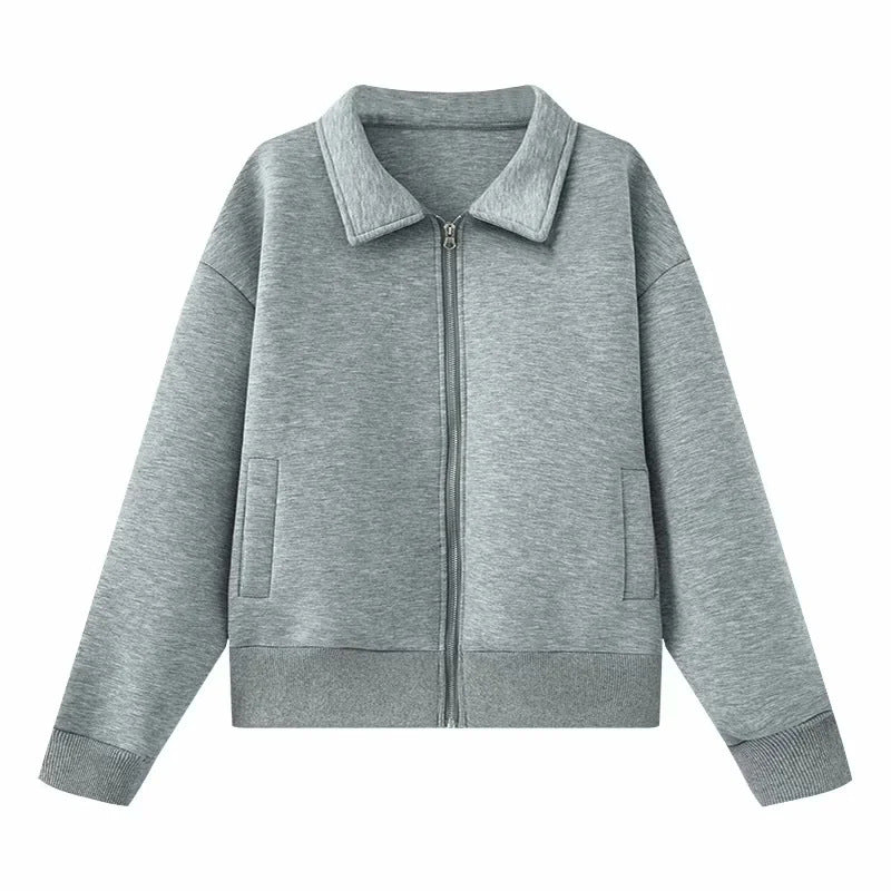 European And American Style Lapel Loose Cardigan Coat Female Casual Jacket Top