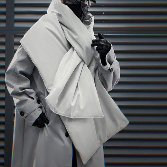 Detachable Shawl Trench Coat Two-piece Men's Loose Casual Mid-length Coat