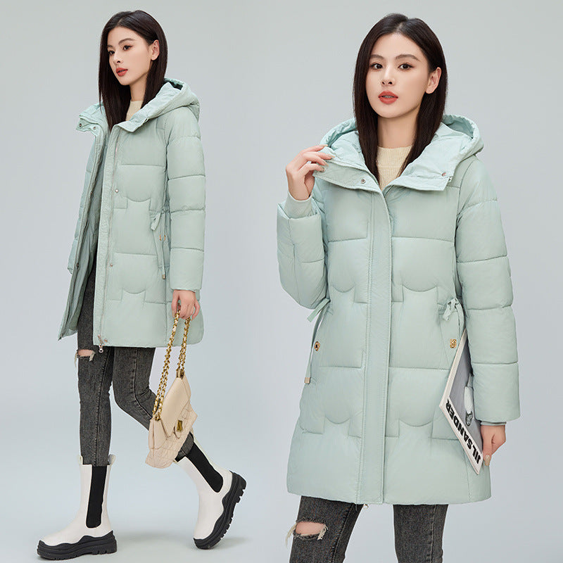 Mid-length Cotton Clothing Slimming Thickened Windproof And Warm