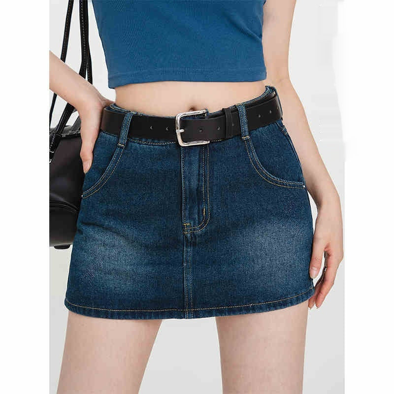 Retro A- Line Denim Short Skirt