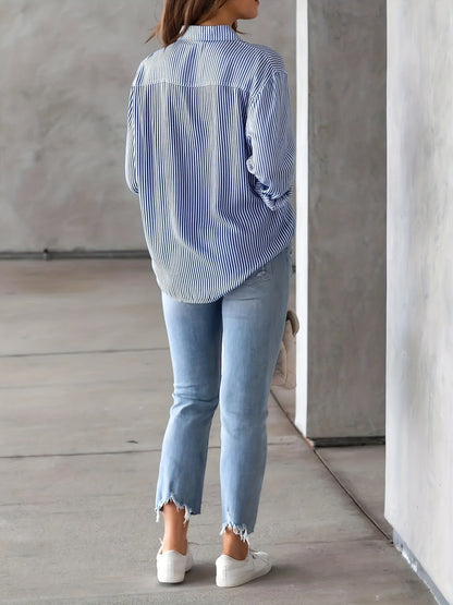 Classic Striped Casual, Business, Versatile Four Seasons Can Wear A Long-sleeved Shirt.