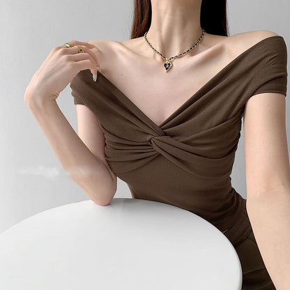 Pleated Kink Stacking Short Sleeve Comfortable Top