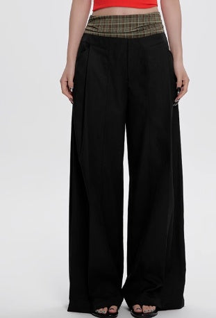 Women's Summer High Waist Plaid Casual Pants