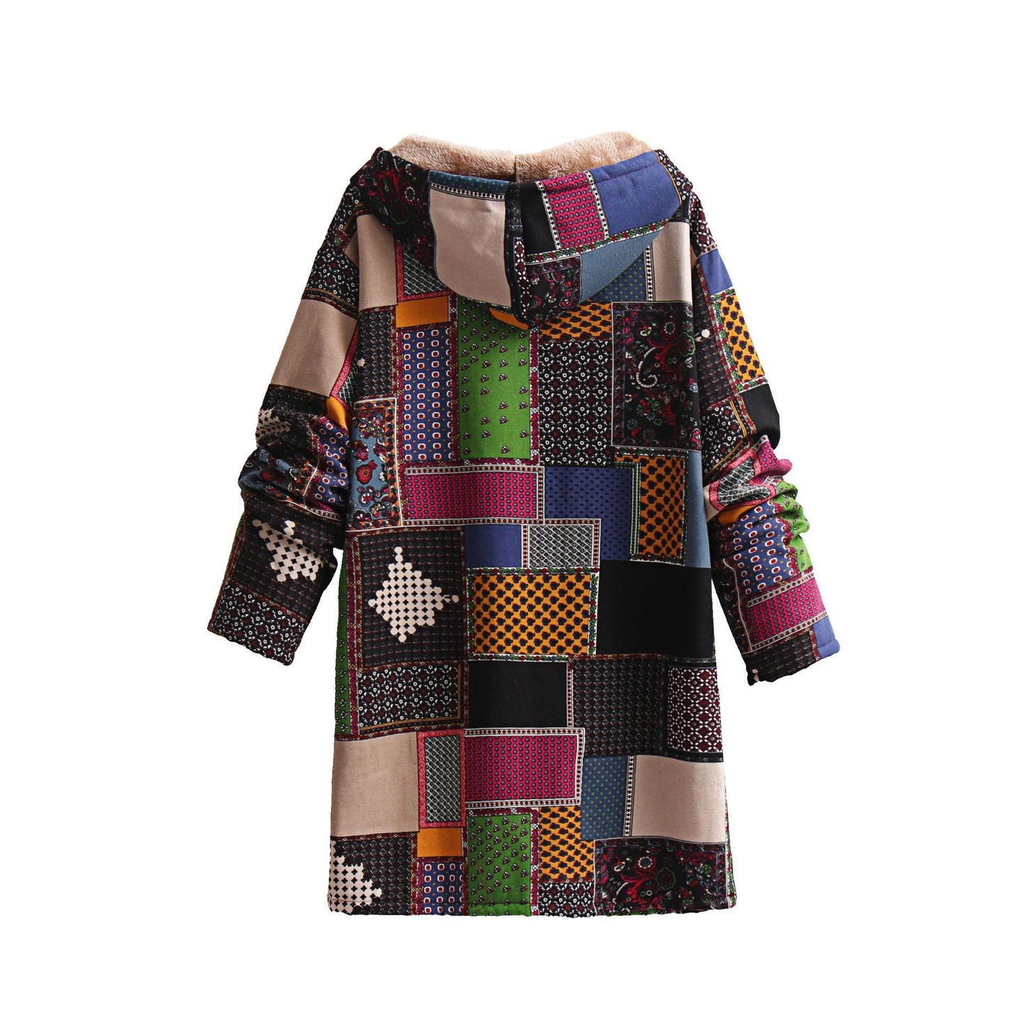 Ethnic Style European And American Fashion Cotton And Linen Hooded Cotton-padded Jacket
