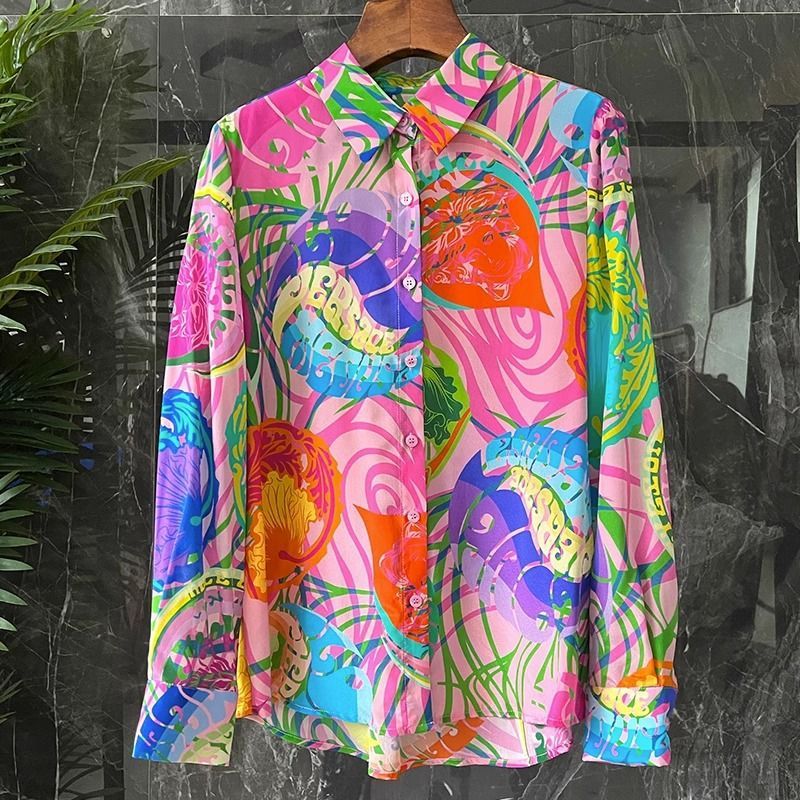 European Goods Color Silk Top